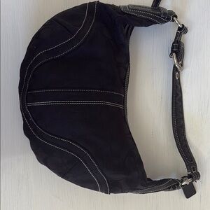 Black Coach Hobo Bag with White Stitching